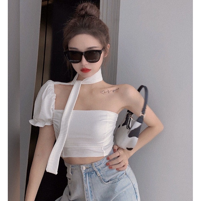 Áo thun COZOK tay phồng trễ vai thiết kế quyến rũ thời trang