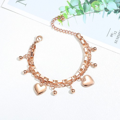 Lắc Tay Nữ Dây Xích Tòn Ten Titan Ko Đen TT 2497