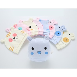 Nón mũ trẻ sơ sinh 0-6 tháng mặt thỏ dễ thương chất cotton mềm mại ấm áp PKE001