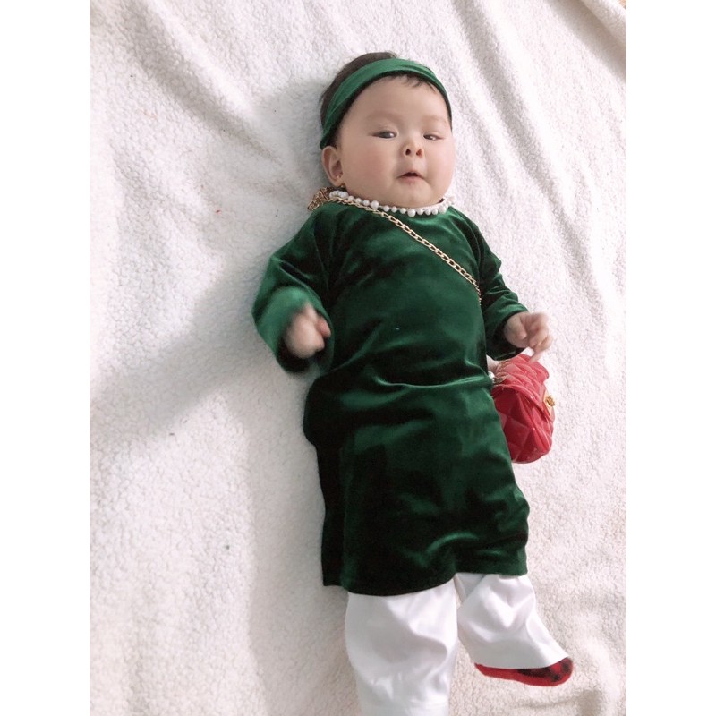 áo dài nhung bé gái