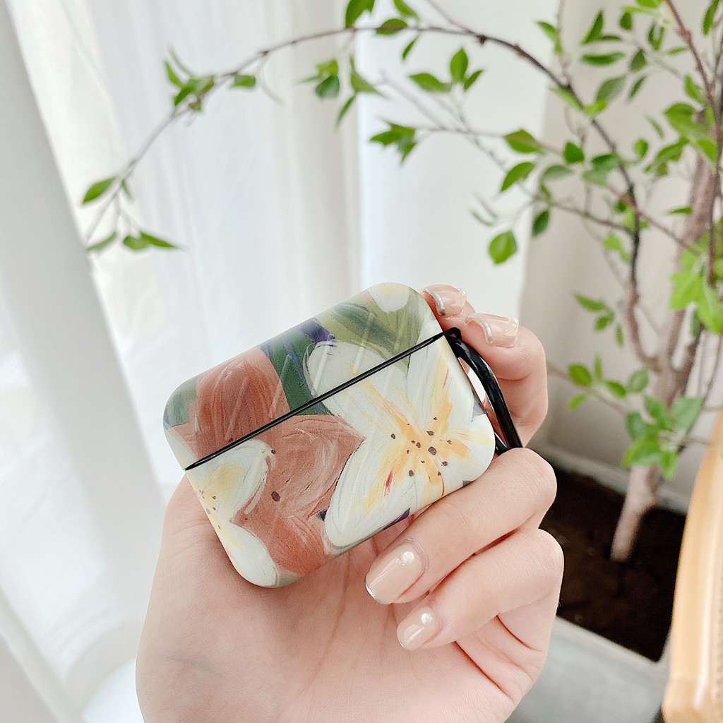 painting red white flower AirPods AirPods Pro case imd iPhone Bluetooth earphone case