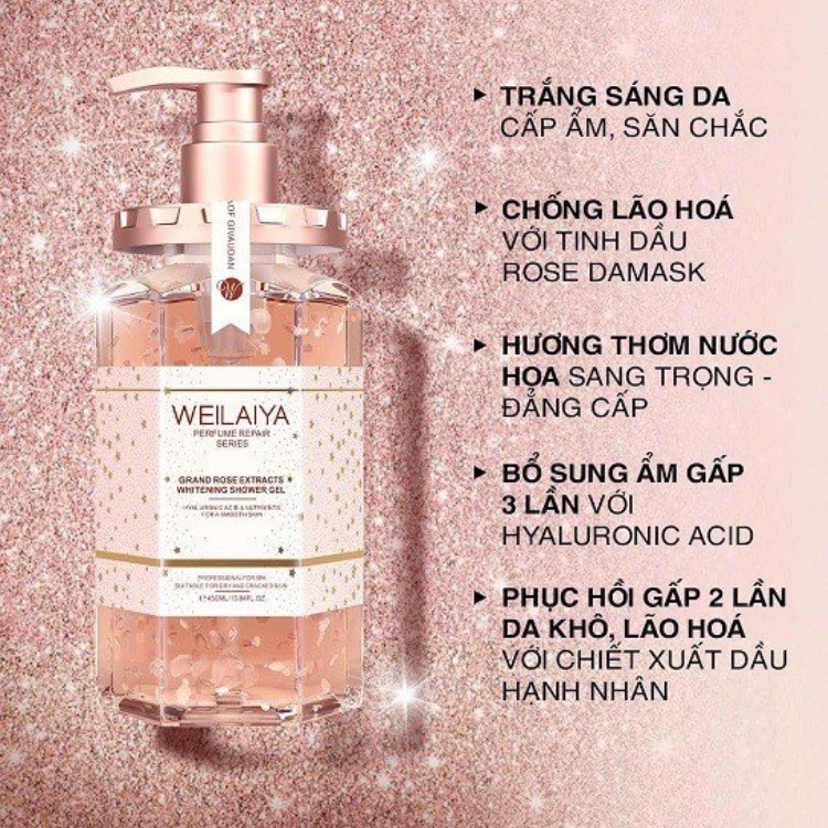 Sữa Tắm Trắng Da Hoa Hồng Damask Weilaiya Grand Rose Extracts Whitening Shower Gel