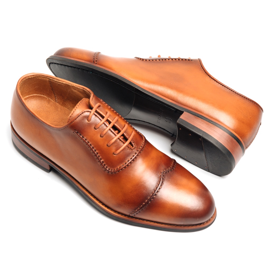 Giày Tây Cao Cấp DOUBLE STITCHES OXFORD - Da Bò Ý Lót Trong Da Bò Mộc - Thương hiệu Be Classy