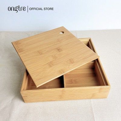 Hộp gỗ ONGTRE đựng mứt tết, bánh trung thu, có nắp
