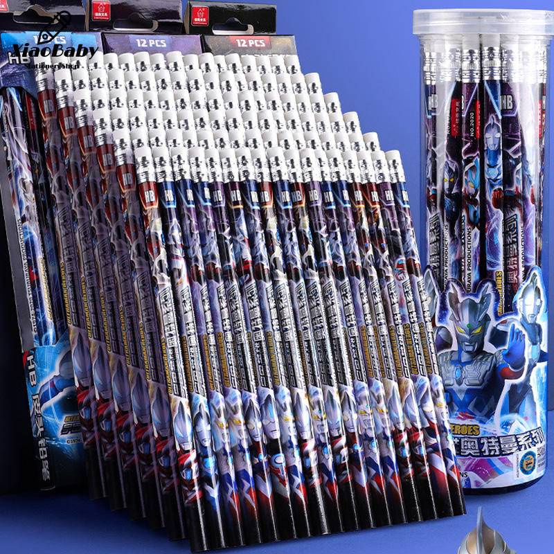 Bộ 12 Bút Chì Họa Tiết Ultraman Hoạt Hình Dành Cho Trẻ Em