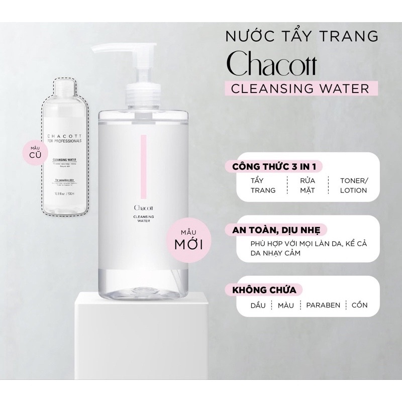 &lt; MẪU MƠI&gt;NƯỚC TẨY TRANG CHACOTT - TẨY TRANG CHACOOT PREFESSIONAL 500ml