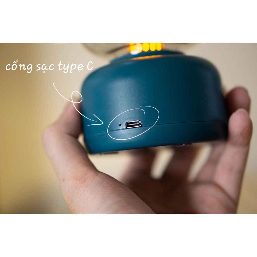 Đèn Ngủ Mini Pin Sạc Sáng Kiểu Dáng Vintage Cổ Điển, Ánh Sáng Vàng, Dùng Để Bàn, DECOR Trang Trí