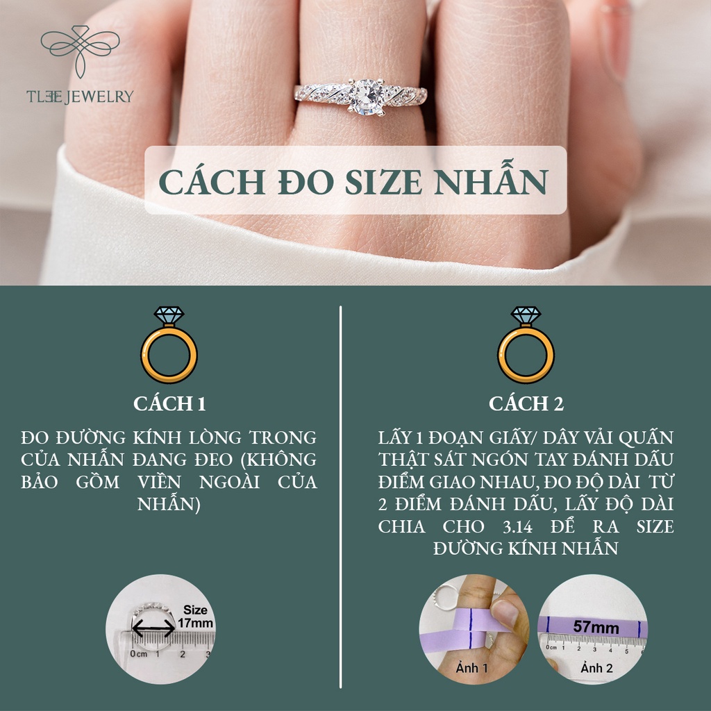 Nhẫn bạc nữ TLEE ổ đá nhỏ 4 chấu lấp lánh dây xoắn nữ tính NCJ A0180