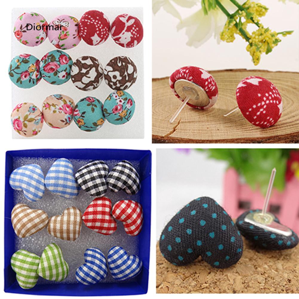 Bộ 6 đôi khuyên tai hình nút áo phong cách vintage đáng yêu