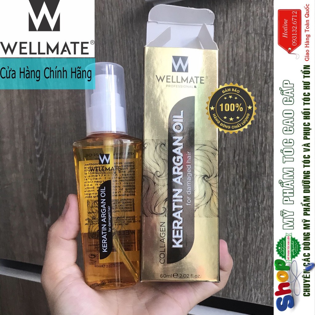 [Wellmate-chính hãng] Tinh Dầu Dưỡng Tóc phục hồi WELLMATE KERATINARGAN OIL 60ML