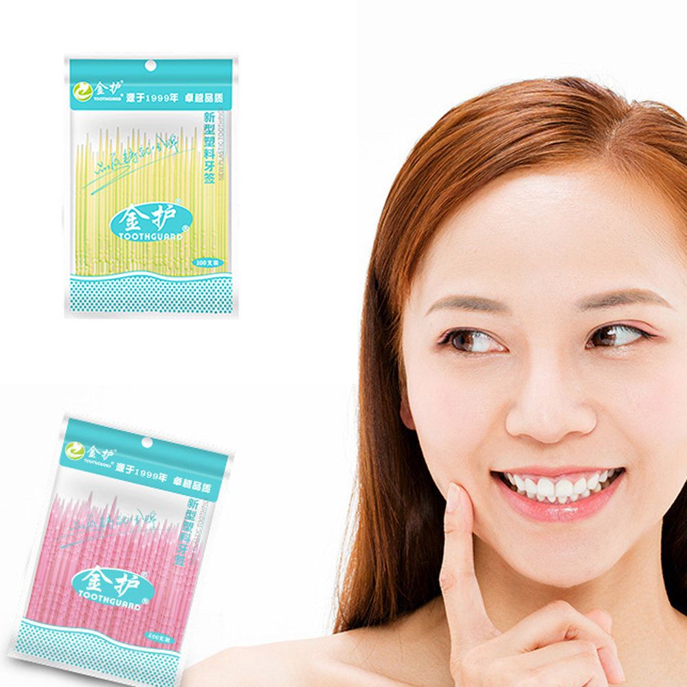 Bộ 100 tăm xỉa răng nha khoa hai đầu bằng nhựa mềm màu kẹo