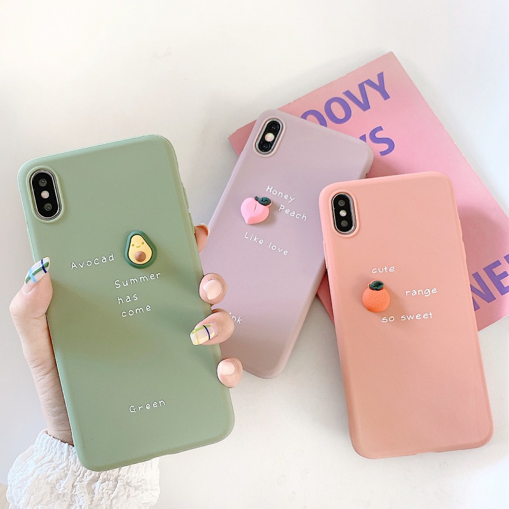 ỐP LƯNG 7/7Plus/6/6S/6S PLUS/6 PLUS/8/8PLUS/X/XS MAX/IP11 dẻo màu đính hoa quả 3d #37