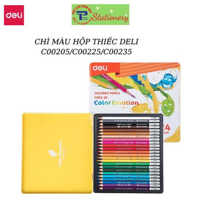 Bút chì màu học sinh hộp sắt Deli 24 màu/hộp - EC00225