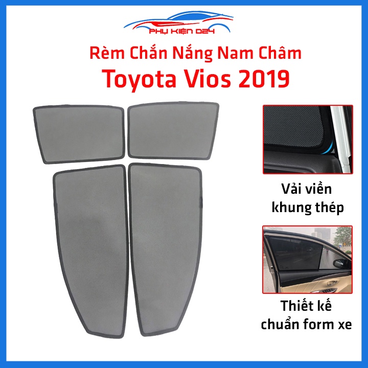 Bộ 4 rèm chắn nắng nam châm Vios 2019 khung cố định chống tia UV