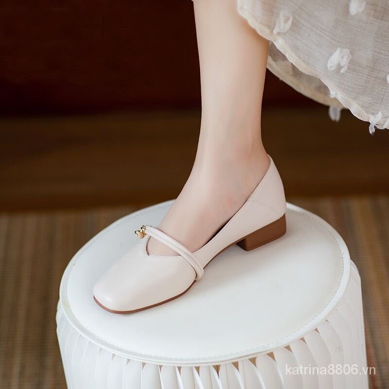 Giày gót thấp mũi tròn đế mềm ngọt ngào thời trang nữ tính
