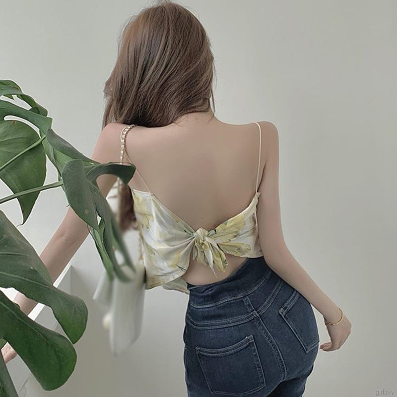 Áo Lửng Hai Dây In Họa Tiết Phong Cách Hàn Quốc Dành Cho Nữ