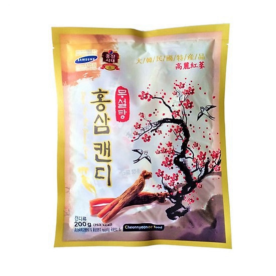 Kẹo Sâm Hàn Quốc Cành Đào Không Đường 200g 💝FREESHIP💝 Kẹo Sâm Không Đường Hàn Quốc