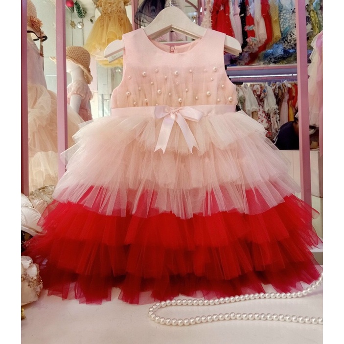 Váy đầm công chúa phối ren nhiều tầng cực xinh cho bé hàng thiết kế (8-18kg