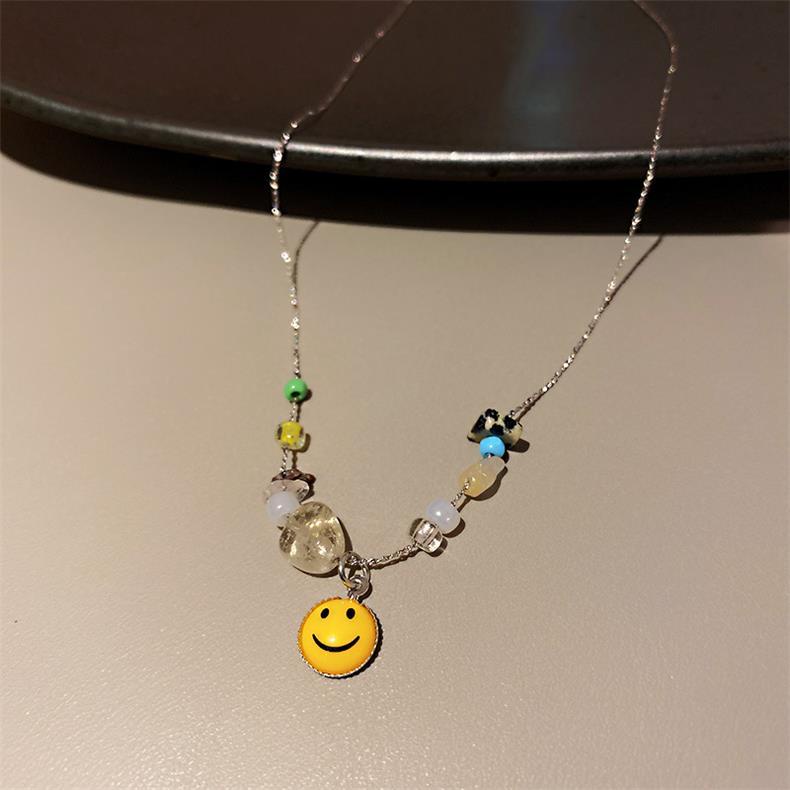 Dây Chuyền Mặt Cười Đính Đá Nhiều Màu Sắc Phong Cách Hàn Quốc Thời Trang 19A1174