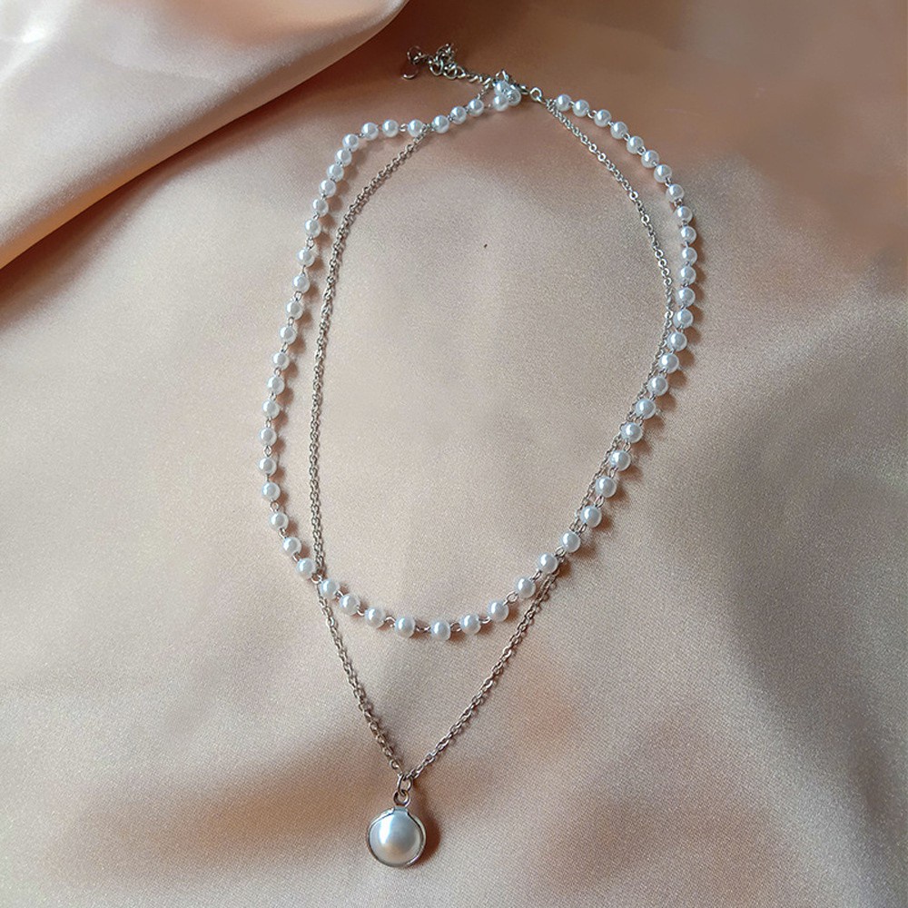 Vòng cổ choker/Vòng tay hai lớp xâu ngọc trai nhân tạo thời trang mùa hè 2021 dành cho bạn nữ
