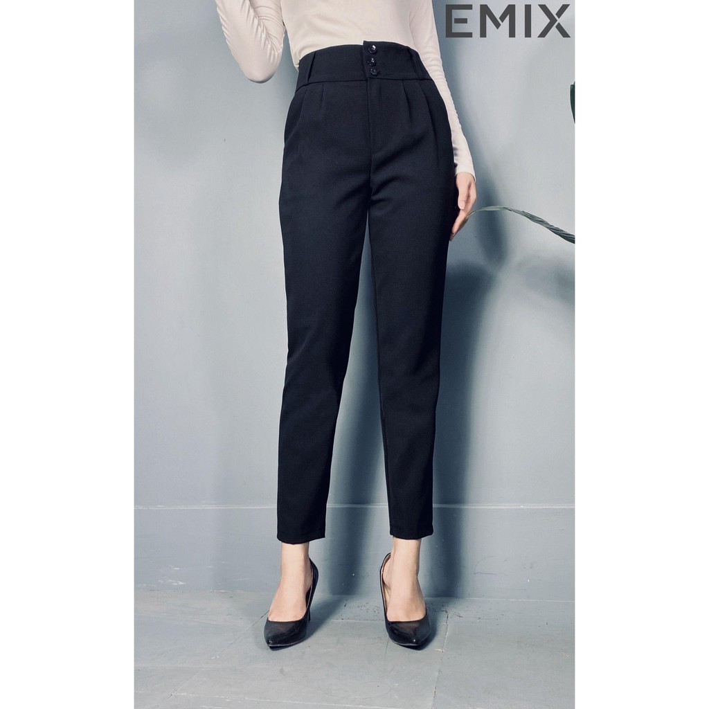Quần baggy công sở cạp cao 3 cúc sơ vin lịch sự EMIX | BigBuy360 - bigbuy360.vn
