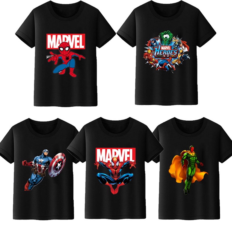 Áo Thun Tay Ngắn In Hình Người Nhện avengers marvel Hoạt Hình Dành Cho Bé Trai Bé Gái siêu chất