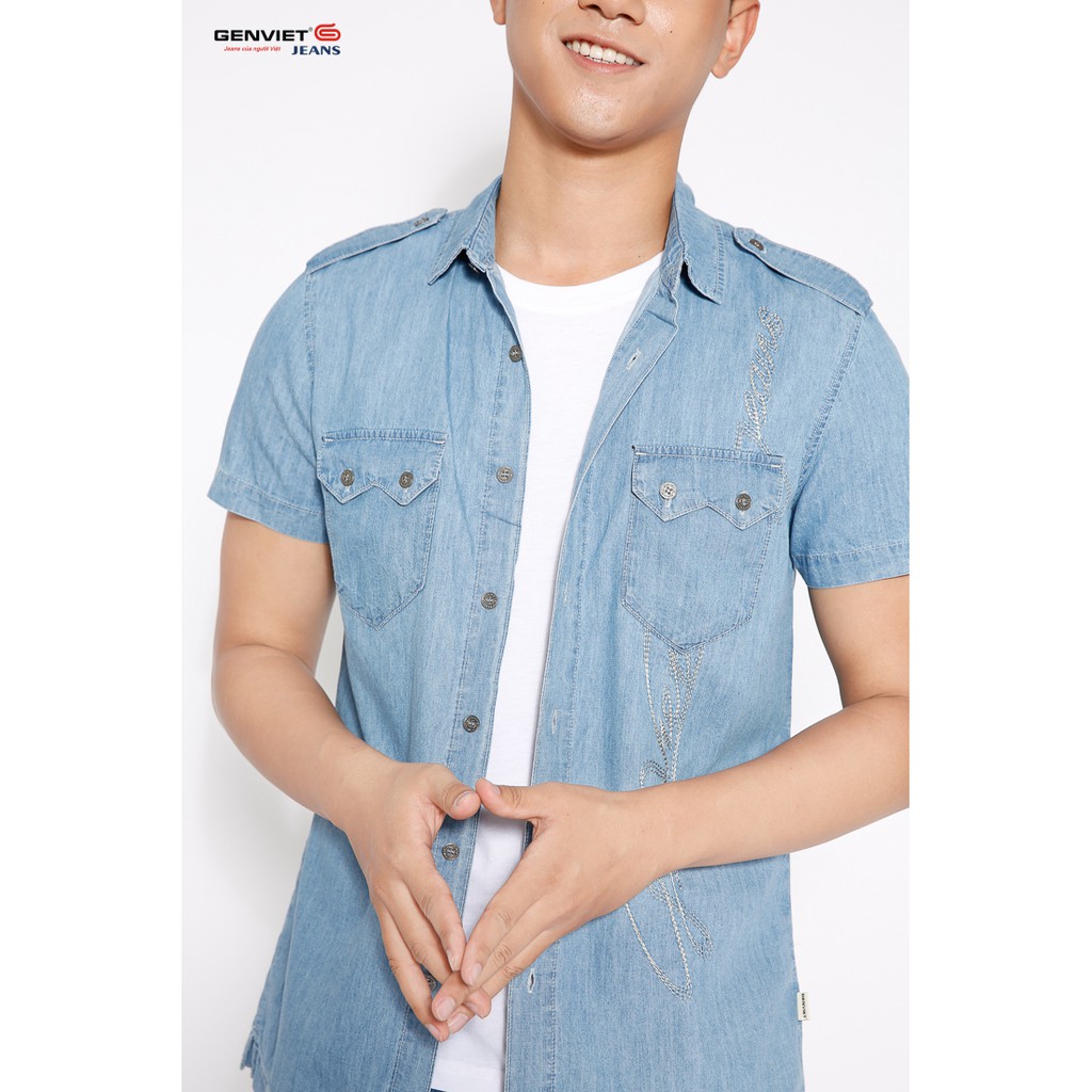 Áo sơ mi cộc tay nam X3321J407 GENVIET | BigBuy360 - bigbuy360.vn