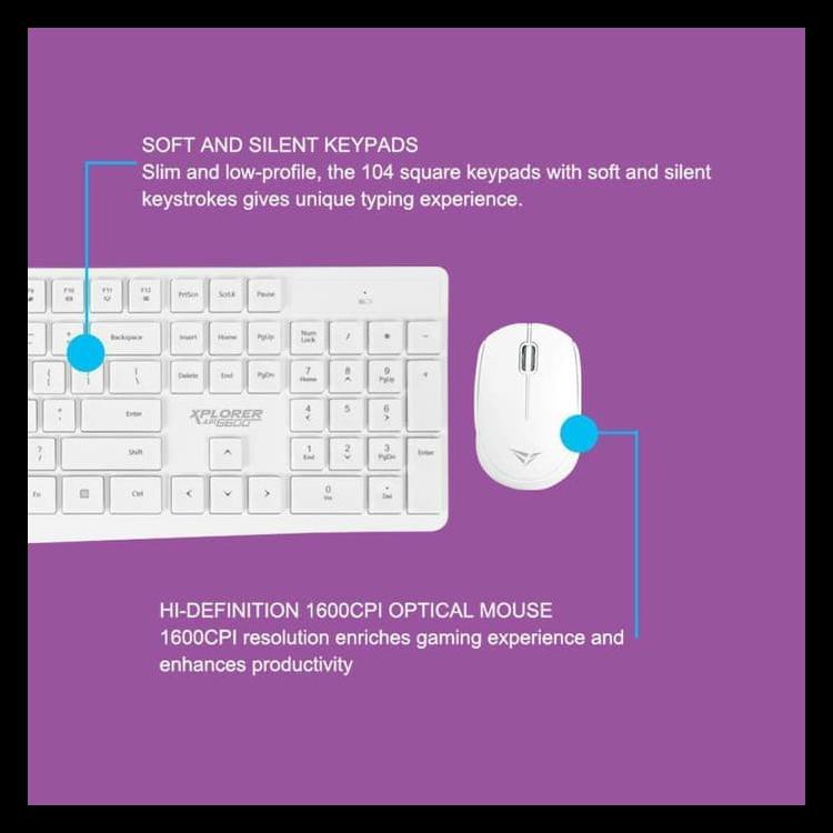 Combo Bàn Phím + Chuột Không Dây Alcatroz Màu Trắng 800 Xplorer Air 6600 - Pc / Tv Thông Minh | BigBuy360 - bigbuy360.vn