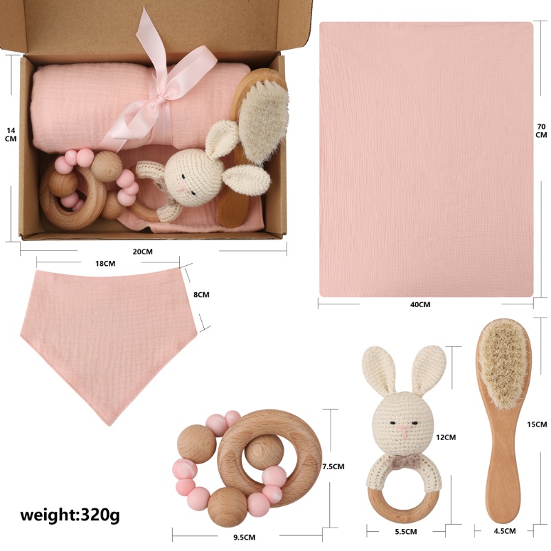 Set 5 Món Đồ Chơi Gồm Cọ Và Nĩa Đan Móc Hình Tam Giác / Thỏ Cho Bé Sơ Sinh Khi Tắm