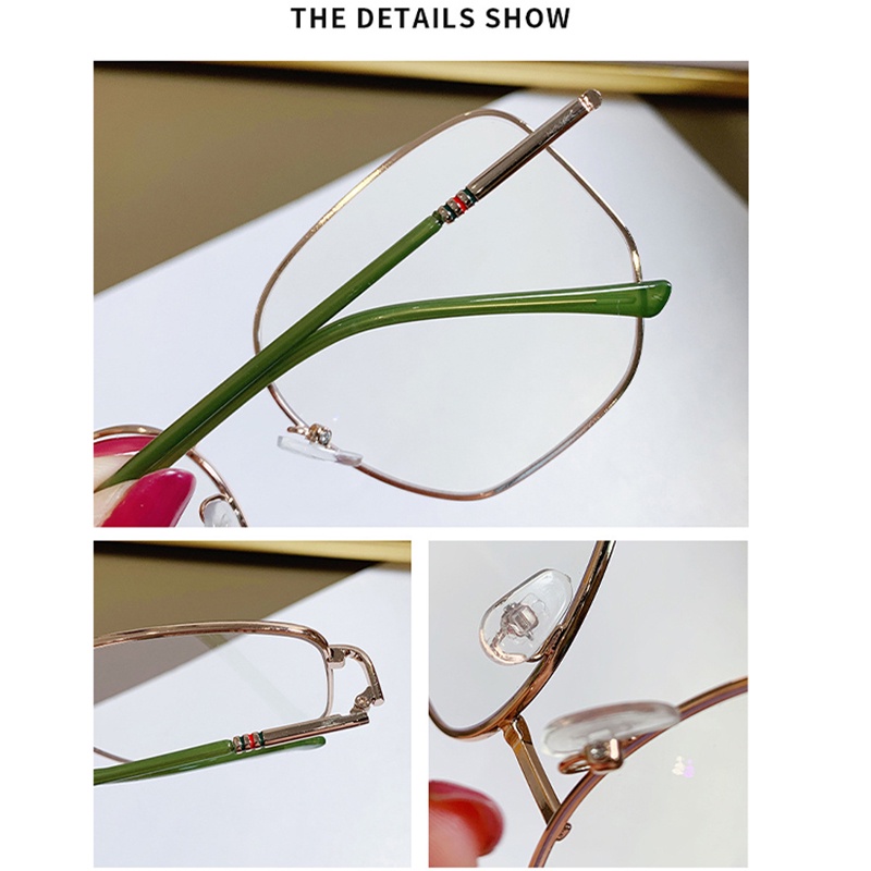 Mắt Kính Gọng Kim Loại Tròng Vuông Chống Ánh Sáng Xanh Thời Trang Hàn Quốc