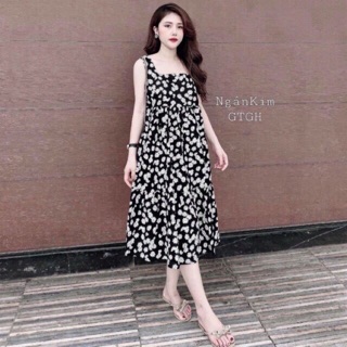 váy sát nách hoa nhí vintage 3 màu hottrend