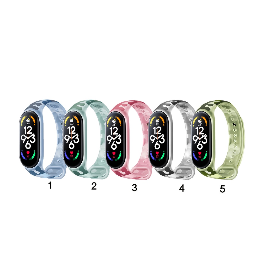 Dây Đeo Silicon Mềm Họa Tiết Rằn Ri Nhiều Màu Cho Đồng Hồ Thông Minh Xiaomi Miband Mi Band 3 4 5 6 7