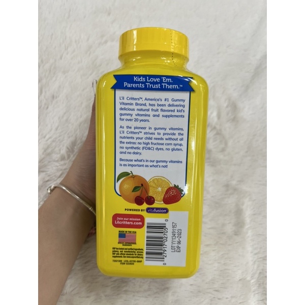 (Date 6/2024)Kẹo Dẻo Bổ Sung Vitamin Và Khoáng Chất Cho Trẻ L'il Critters Gummy Vites 300 Viên