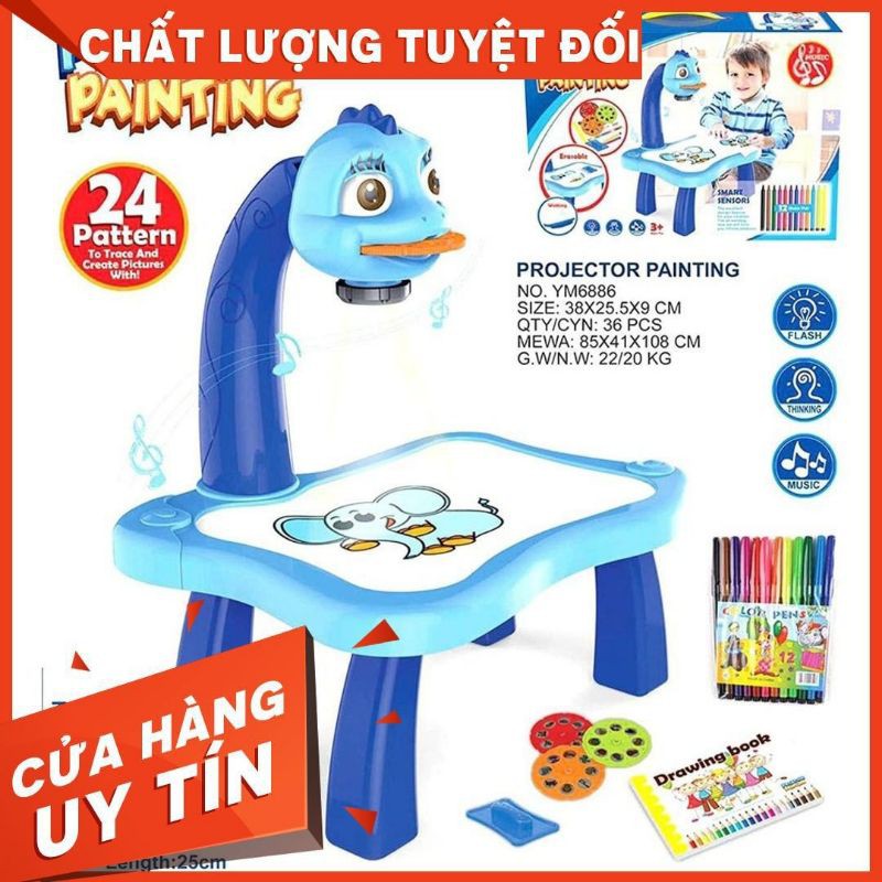 BỘ BÀN TÔ MÀU CHO BÉ CÓ ĐÈN CHIẾU (tặng kèm bút màu)