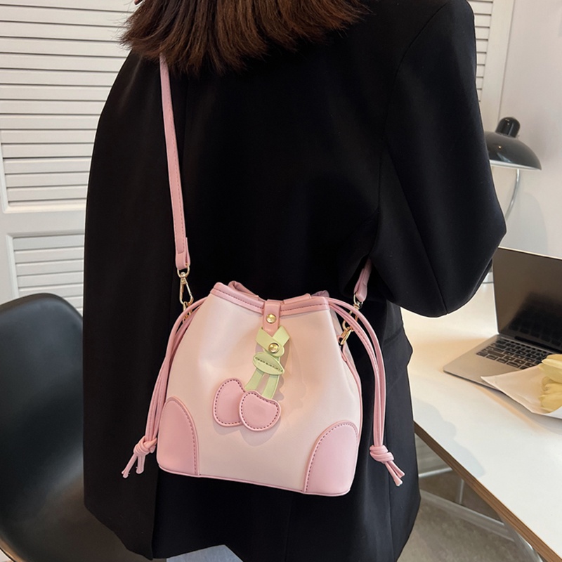 IELGY Túi Đeo Vai Hình Xô Phối Màu Phong Cách Cổ Điển Thời Trang Cho Nữ