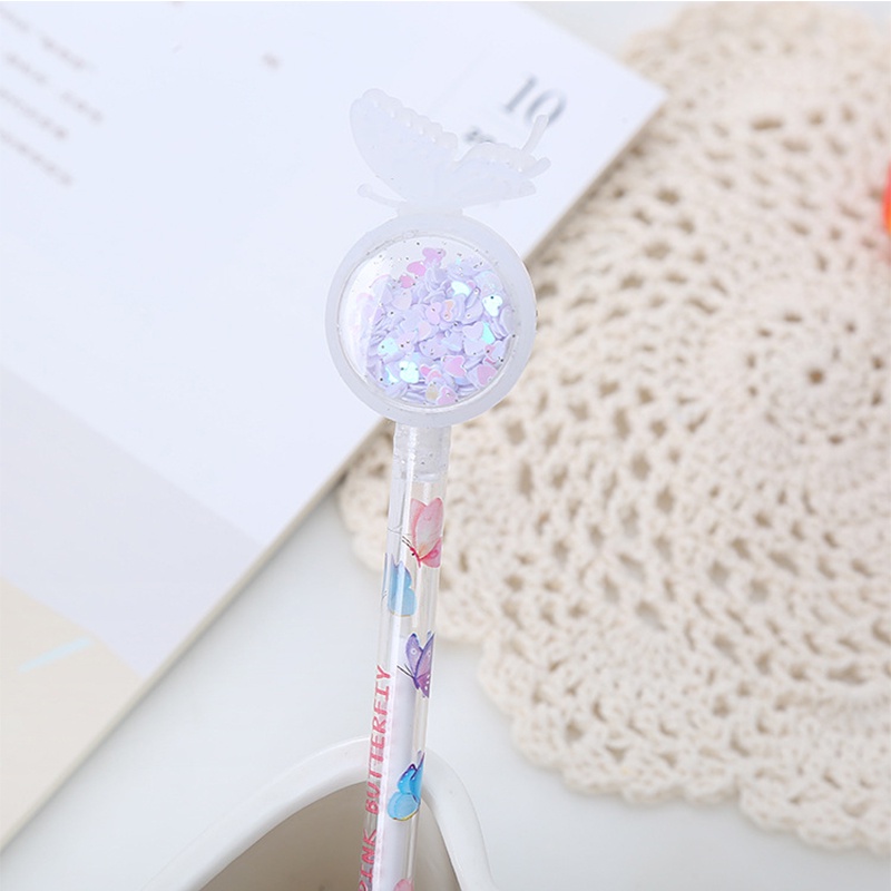 Bút Mực Gel Ngòi 0.5mm In Hình Bướm Dễ Thương