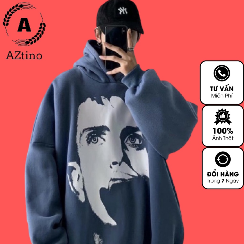 Áo hoodie - TINOWEAR áo nỉ in hoạt tiết mặt người ngầu chất form thụng phong cách Ulzzang Thời trang unisex Tino | BigBuy360 - bigbuy360.vn