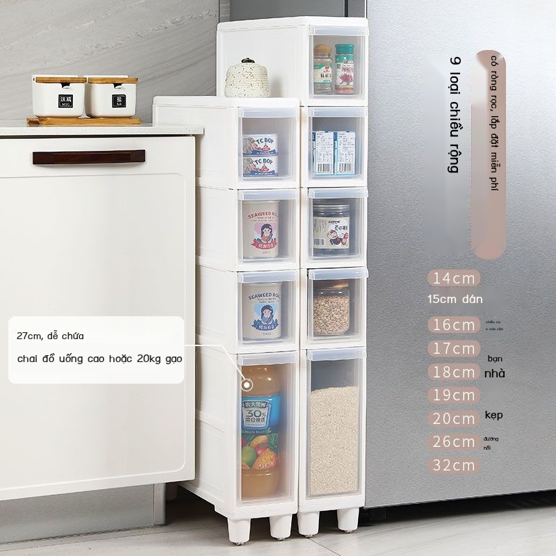 tủ lưu trữ tủ ngăn kéo loại tủ lưu trữ nhựa trong suốt phòng tắm nhà bếp 16CM 20CM khoảng cách tủ lưu trữ