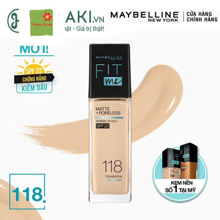 [Mã giảm giá sỉ mỹ phẩm chính hãng] Kem Nền Maybelline Mịn Nhẹ Kiềm Dầu Chống Nắng Matte Poreless Foundation SPF 22 30ml