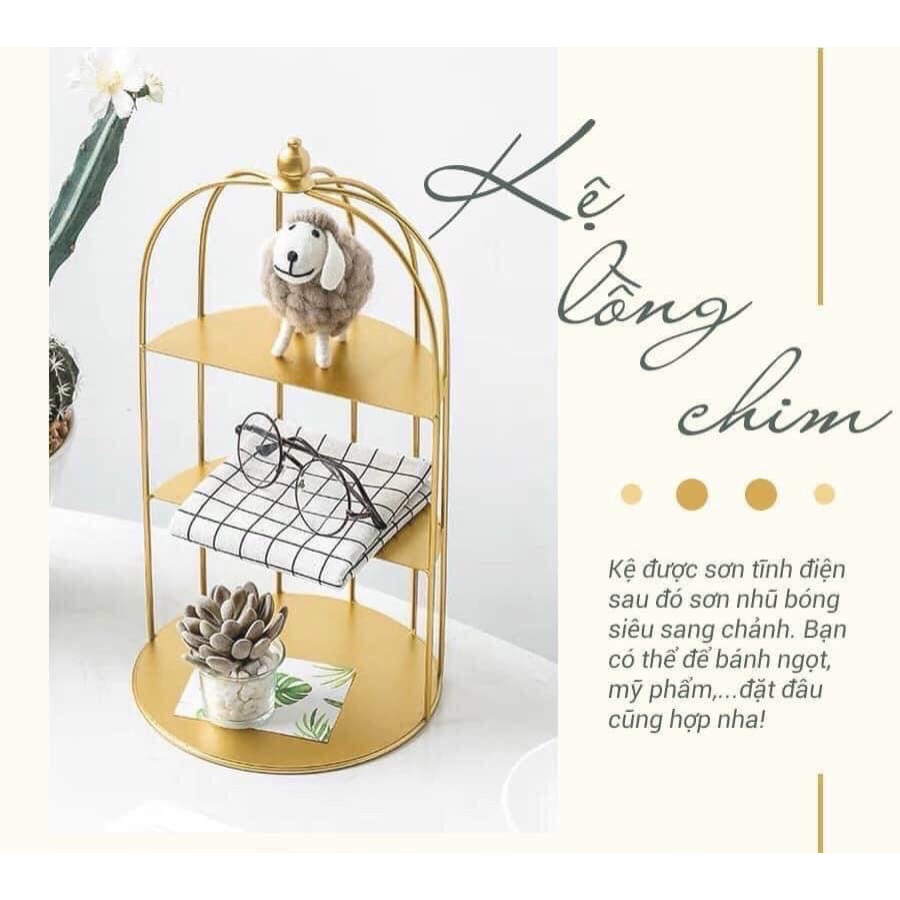 KỆ ĐỰNG MỸ PHẨM LỒNG CHIM CAO CẤP 3 TẦNG