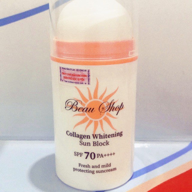 KEM CHỐNG NẮNG COLLAGEN-BEAUSHOP 80G WHITENING-SUN BLOCK/SPF-70PA++++