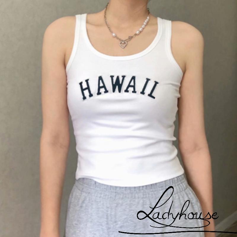 Áo Croptop Không Tay Thêu Chữ Thời Trang Mùa Hè Cho Nữ