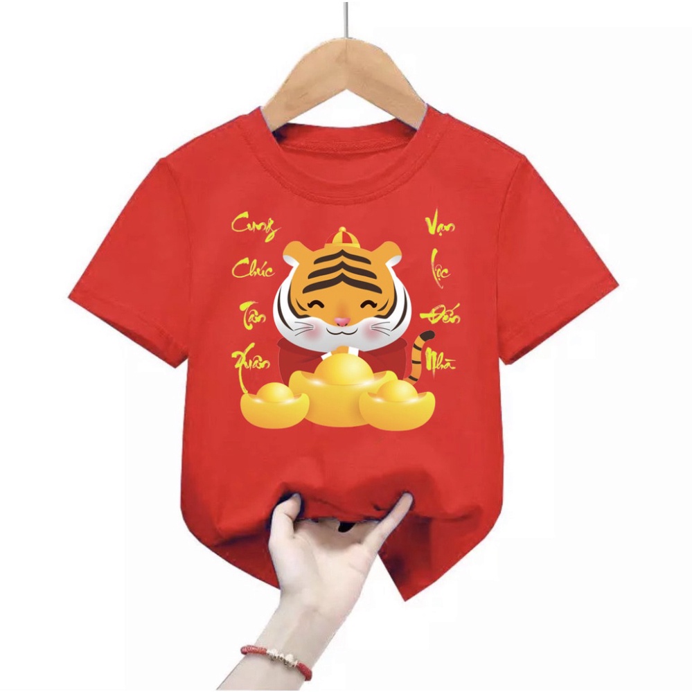 Flash sale Áo thun tết hình con hổ cung chuc tân xuân,vạn sự đên nhà,áo cho bé từ 6kg-30kg.AT05.