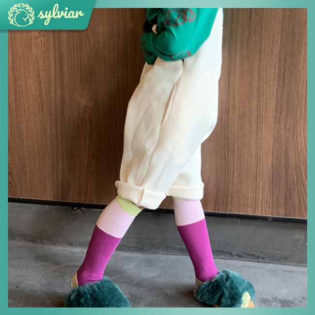 1 Đôi Vớ Cotton Màu Sắc Cầu Vồng Phù Hợp Cho Bé Trai Và Bé Gái