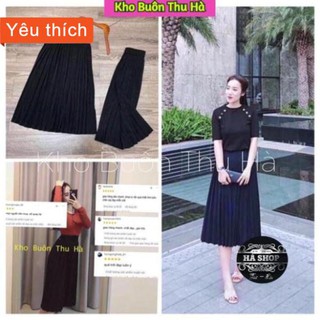 [Có Ảnh Thật + Video] chân váy xếp ly dáng dài