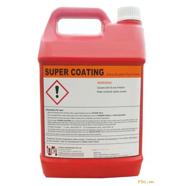 Hóa Chất Phủ Bóng Sàn Đa Năng Super Coating Chính Hãng Klenco Singapore Can 5L