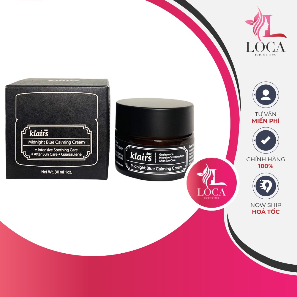 Kem Dưỡng Ẩm, Làm Dịu Da Ban Đêm Klairs Midnight Blue Calming Cream 30ml, hàng cty có tem nhãn phụ