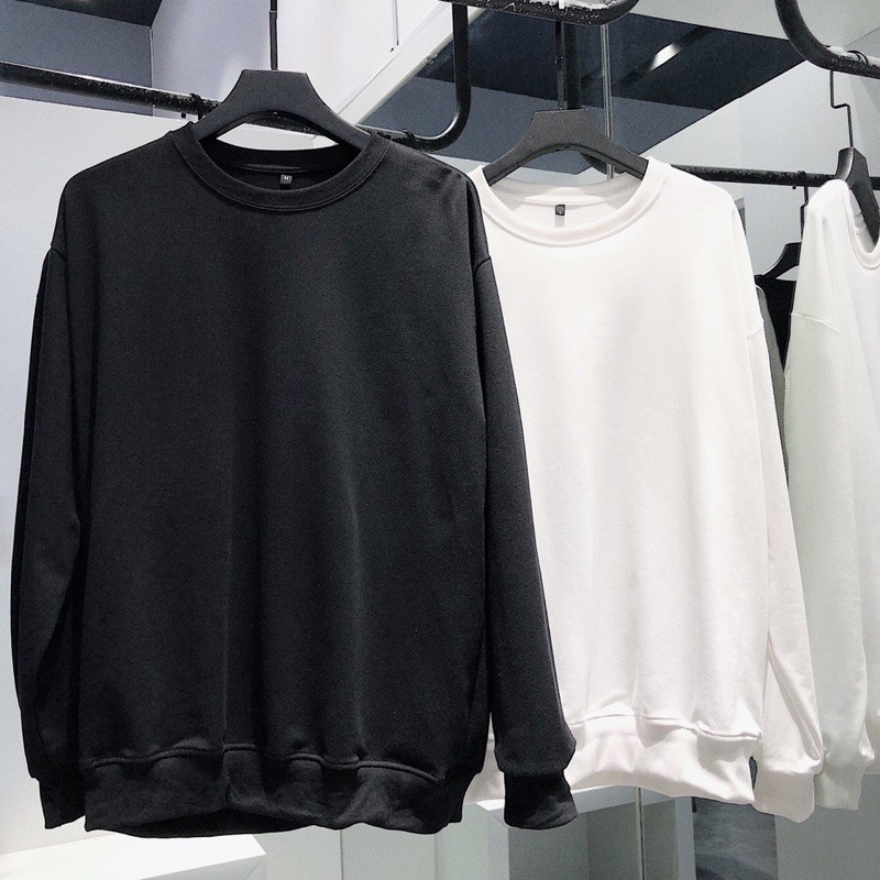 Áo Sweater Vải Nỉ Trơn Tay Dài Unisex Form Rộng Nam Nữ - Liph Store