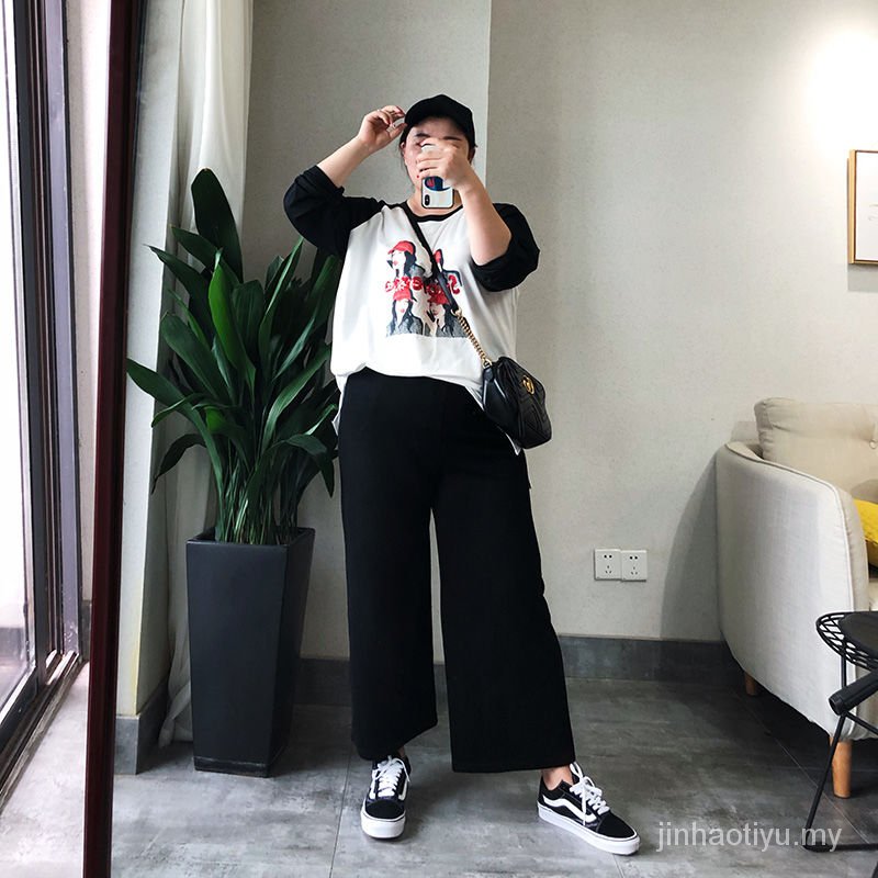 Quần Dài Ống Rộng Lưng Thun Màu Đen Có Size Lớn 300jin Thời Trang Dành Cho Nữ | BigBuy360 - bigbuy360.vn