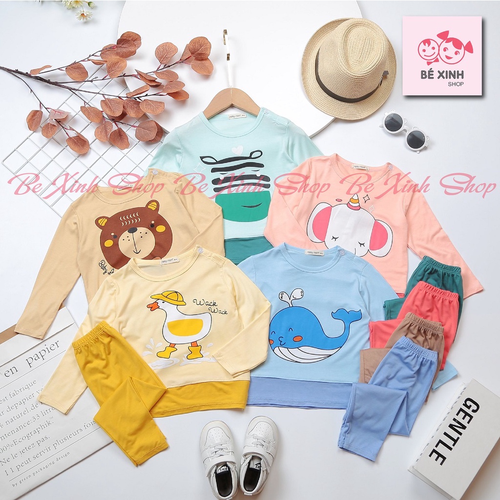 Bộ đồ ngủ thu đông dài tay cho bé gái bé trai Minky Mom  Đồ bộ tay dài thun lạnh bé gái bé trai trẻ em DÀI_MỚI